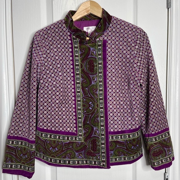 Isaac Mizrahi Jackets & Blazers - Isaac Mizrahi Artisan Velvet Paisley Jacket in Purple and Olive Size Medium